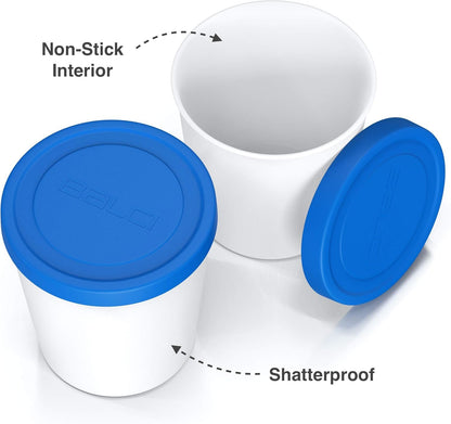 BALCI - Premium Ice Cream Container (2 Pack - 1 Quart Each) Perfect Freezer Storage Tubs with Lids for Ice Cream, Sorbet and Gelato! (Blue)