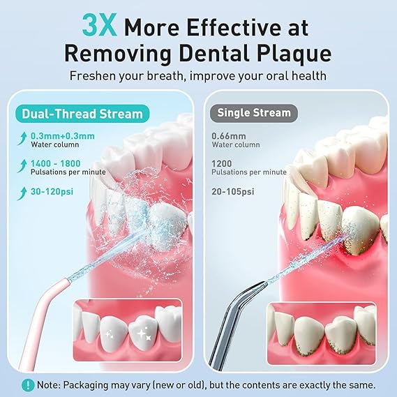 COSLUS Water Dental Flosser Teeth Pick: Portable Cordless Oral Irrigator 300ML Rechargeable Travel Irrigation Cleaner IPX7 Waterproof Electric Flossing Machine for Teeth Cleaning C20(F5020E) White