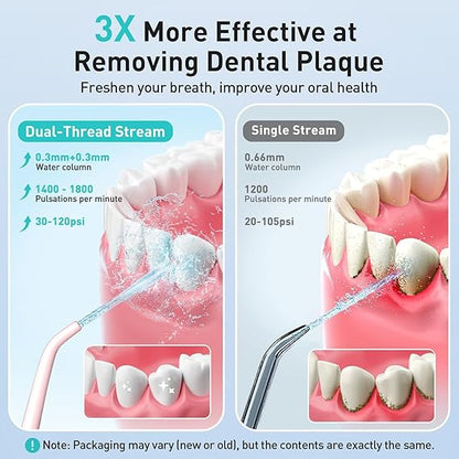 COSLUS Water Dental Flosser Teeth Pick: Portable Cordless Oral Irrigator 300ML Rechargeable Travel Irrigation Cleaner IPX7 Waterproof Electric Flossing Machine for Teeth Cleaning C20(F5020E) White