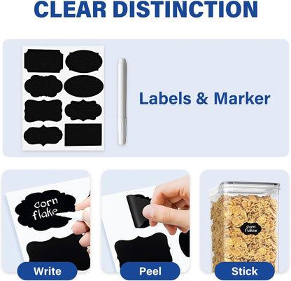 Stelive 2-Piece Extra Large Food Storage Containers (6.5L/Each) Airtight Pantry Storage Containers Organiser Dry Food Canisters Plastic Leak-proof Canisters for Home & Kitchen with Labels & Pen