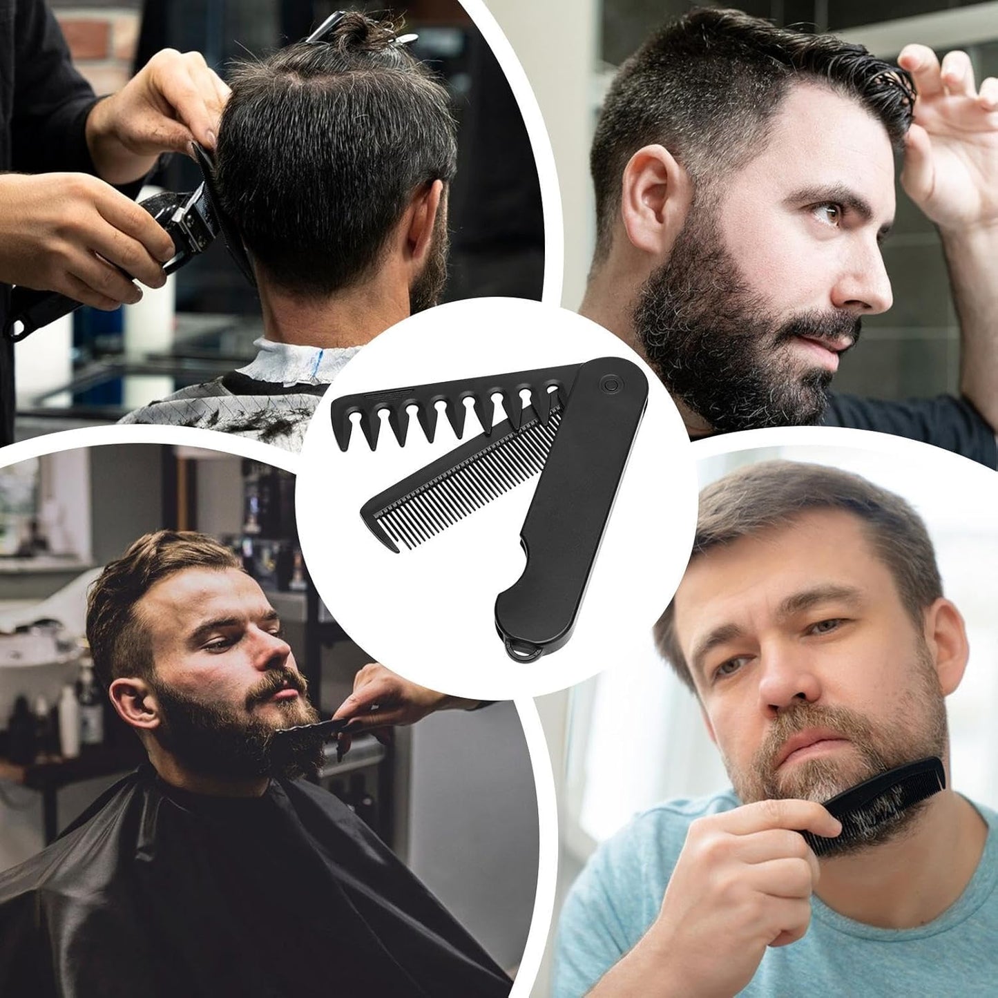 Folding Comb for Men - Pocket Hair Tool Foldable and Beard Comb for Travel | Compact Hair Care Comb - for Moustache, Beard and Hair on the Go