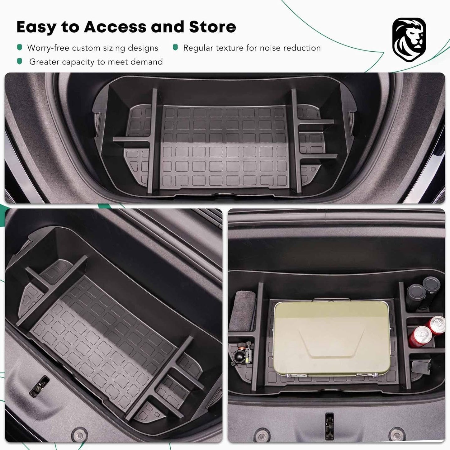 YHTAUTO Front Trunk Organizer Compatible with Tesla Model Y 2020 2021 2022 2023 2024, Frunk Storage Organizer Storage Box fits Tesla Y Accessories, 6 Separate Spaces