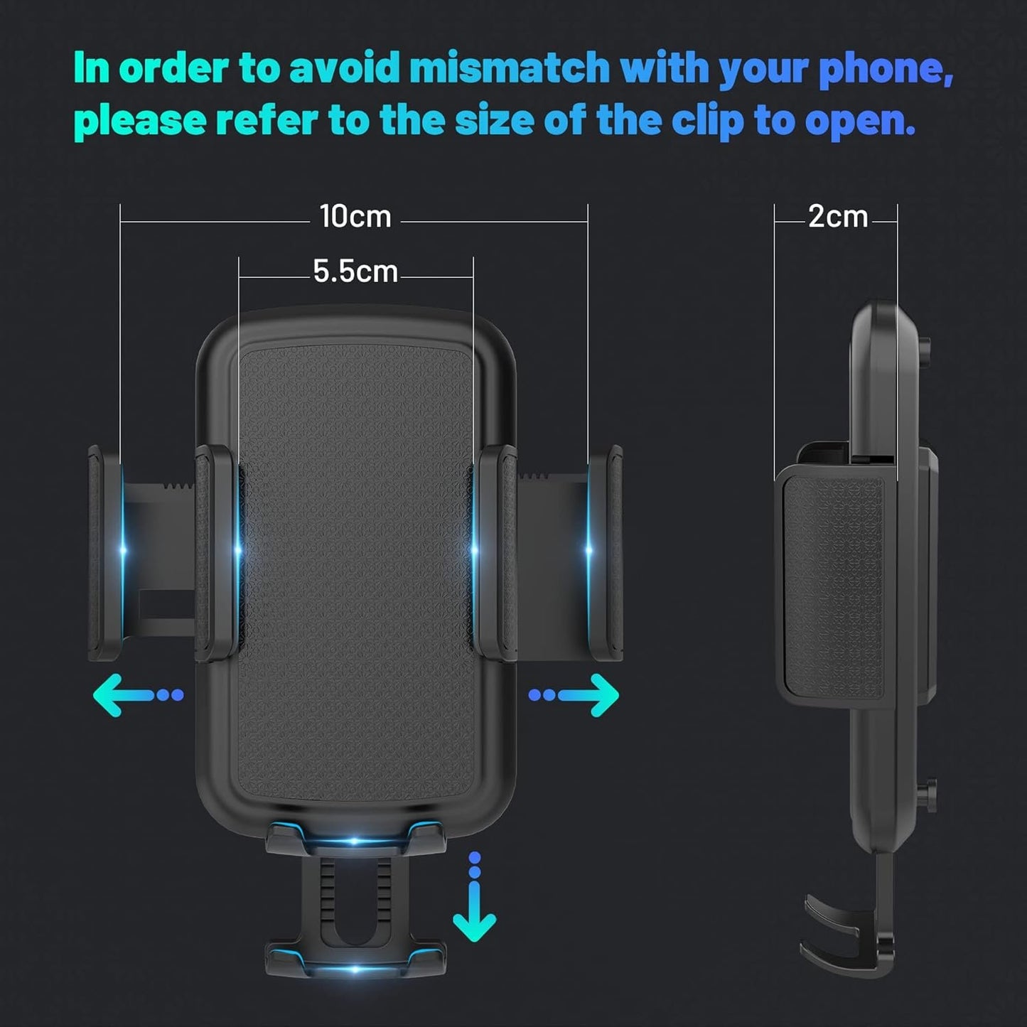SEEKONE Universal Car Phone Holder, Smartphone Cup Holder for Car, Suitable for All Smartphones 5.5-10cm
