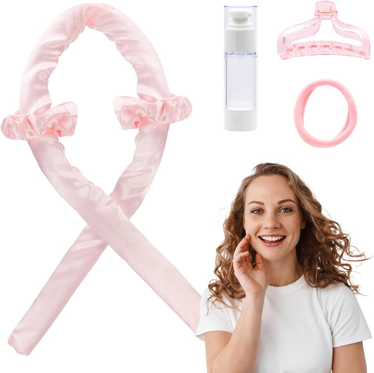 ESMHE Long Curler for Bushing No Heat Pink Velvet Hair Accessories Included Ideal for Wavy and Curly Hair