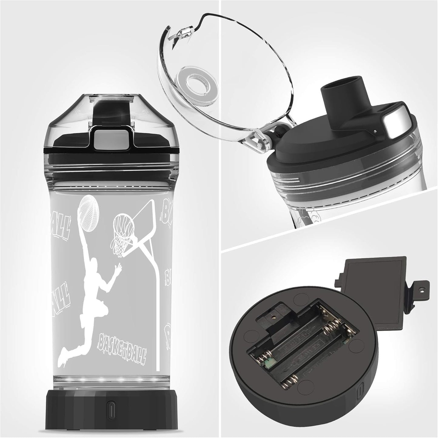 Basketball Gifts, Light Up Kids LED Water Bottle with 3D Basketball Design- 14 OZ Tritan BPA Free - Cool Drinking Cups Gift for School Kids Teenage Boy Girl Child Christmas Holiday