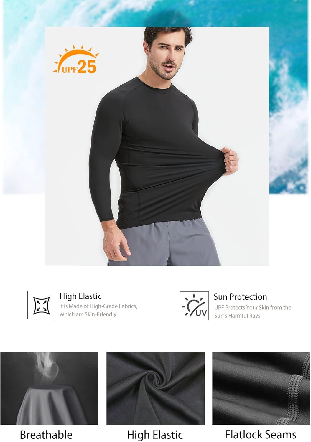 4/5 Pack Compression Shirts Men Long/Short Sleeve Athletic Cold Weather Baselayer Undershirt Gear Tshirt for Sports Workout, 2 Black 2 White, M