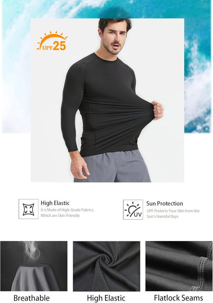 4/5 Pack Compression Shirts Men Long/Short Sleeve Athletic Cold Weather Baselayer Undershirt Gear Tshirt for Sports Workout, 2 Black 2 White, M
