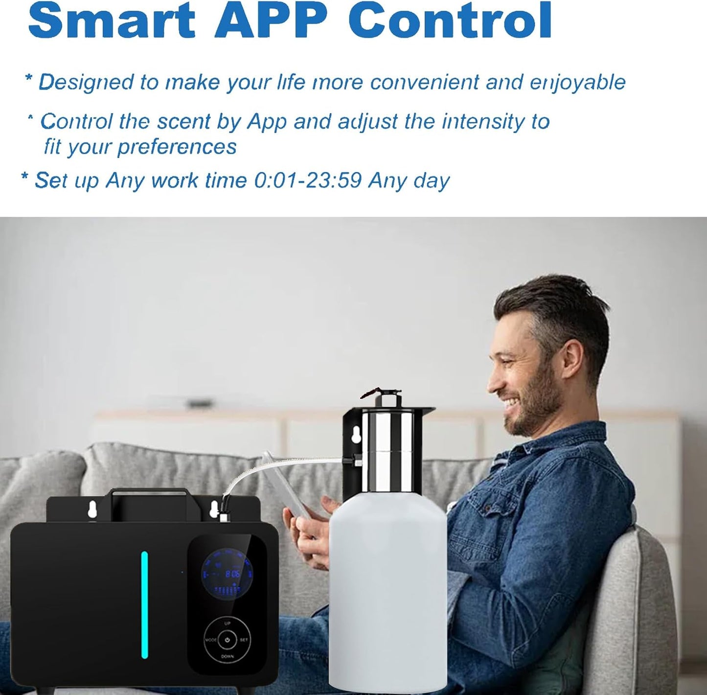 Scent Air machine Connect HVAC air conditioning, Intelligent APP control Diffuser for 8000-10000m³ Area 2000ml Powerful Scent for Waterless Cold Essential Oil Diffuser for Large Room, Office, Home