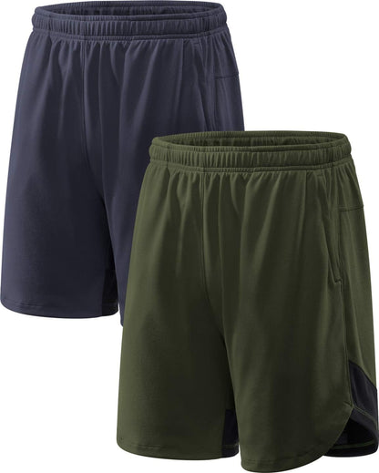 ATHLIO Men’s 1~2 Pack Athletic Shorts | Quick Dry Mesh Running & Training Shorts with Pockets