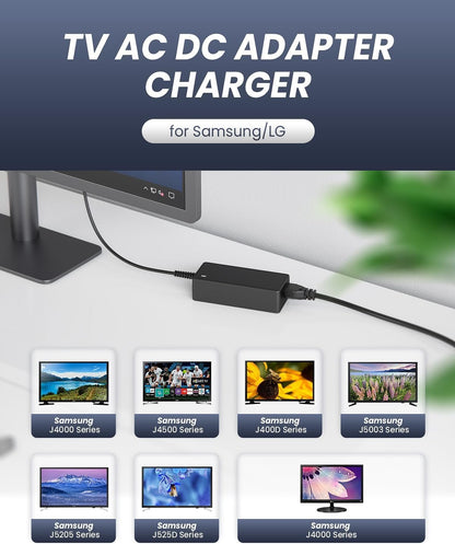 19V AC/DC Adapter Charger for LG Electronics Monitor 19 inch 20 22 23 24 27 32 fit for HD TV LED LCD; for Samsung 32" Class UN32J400 UN32J5003AF J5003 Power Supply Cord