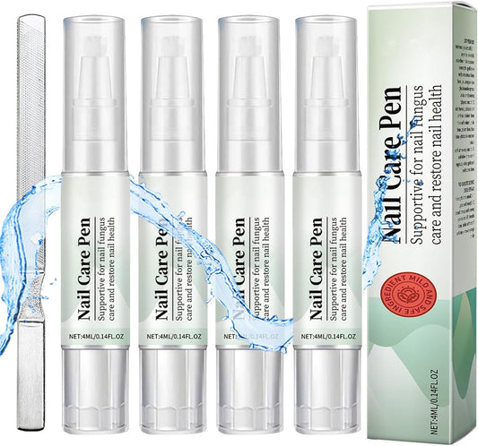 4 Pieces Nail Care Pen, with Nail File, Nail Care Pen, Contains Tea Tree Oil, Chamomile Flower Extract and Aloe Vera