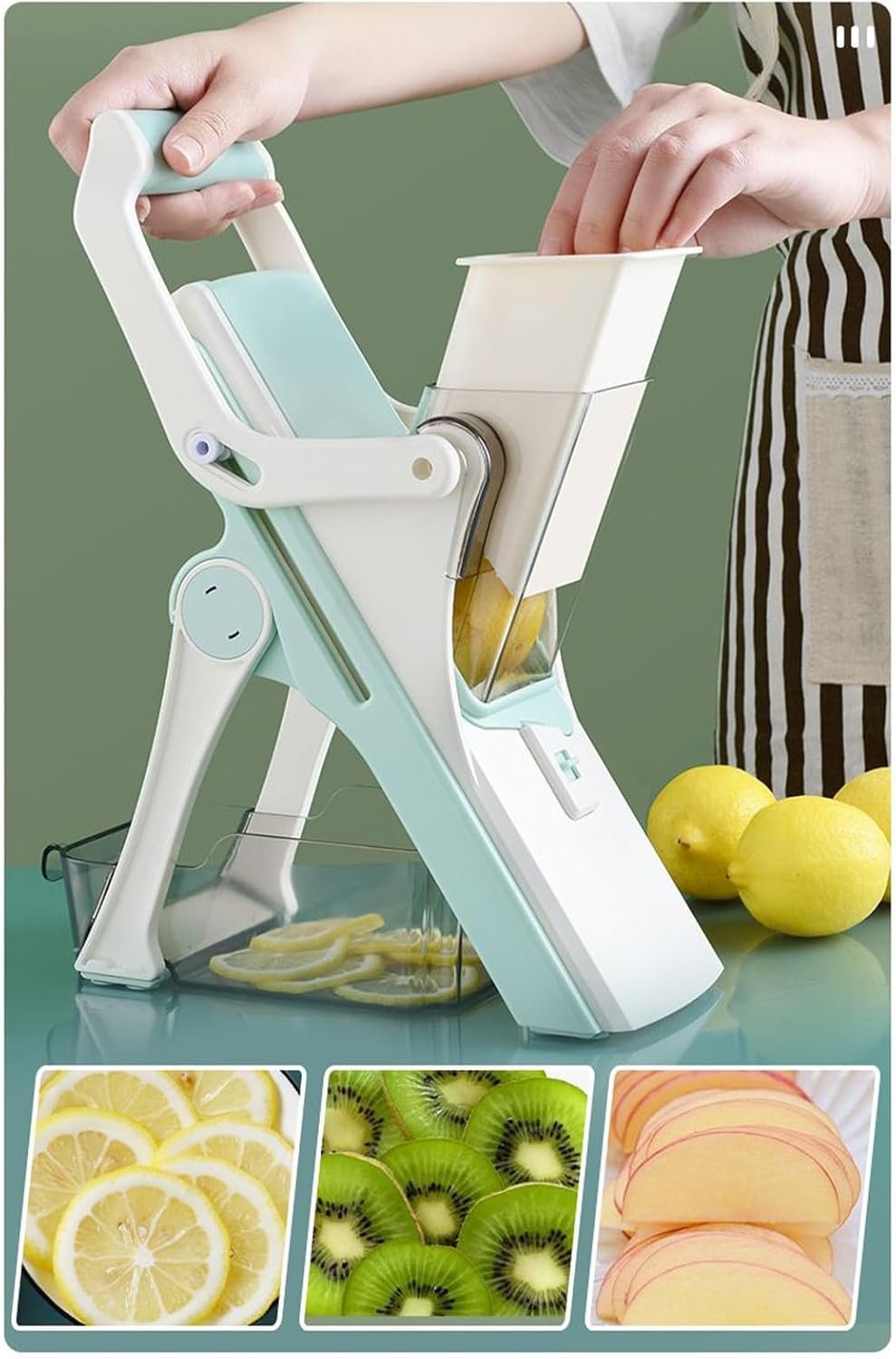 Cucumber Slicer,Food Slicer and Grater - 5-in-1 Adjustable Kitchen Tools for Home Cutting Slicing Cooking Shredding Vegetable Fruit Salad Prep