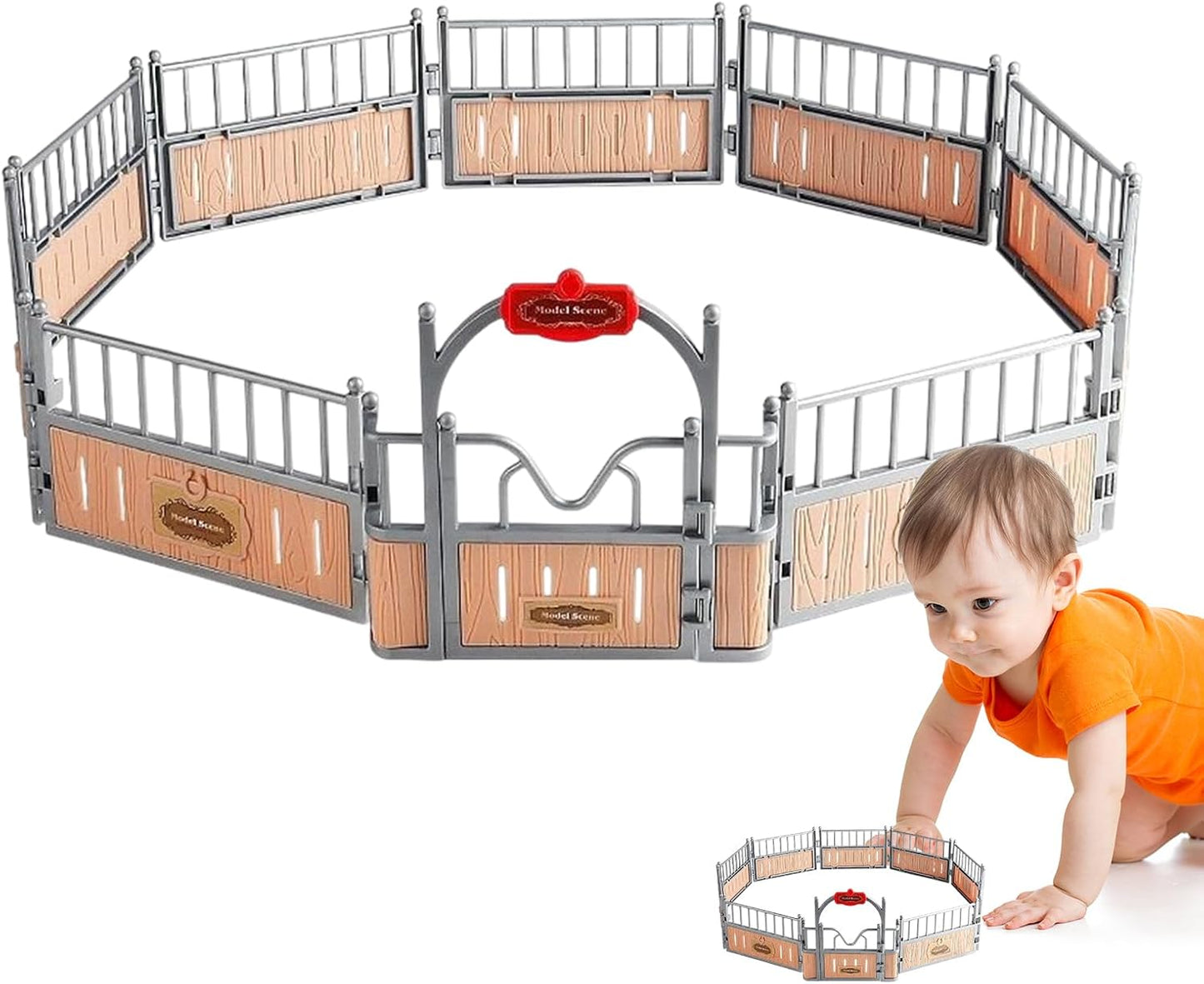 Horse Figurine, Animal Fence, Stabile Model Set, 12,2 x 18,11 x 5,71 pollici Realistic Play Collection, Durable Farm Toys, 12 pezzi regalo per compleanno e bambini