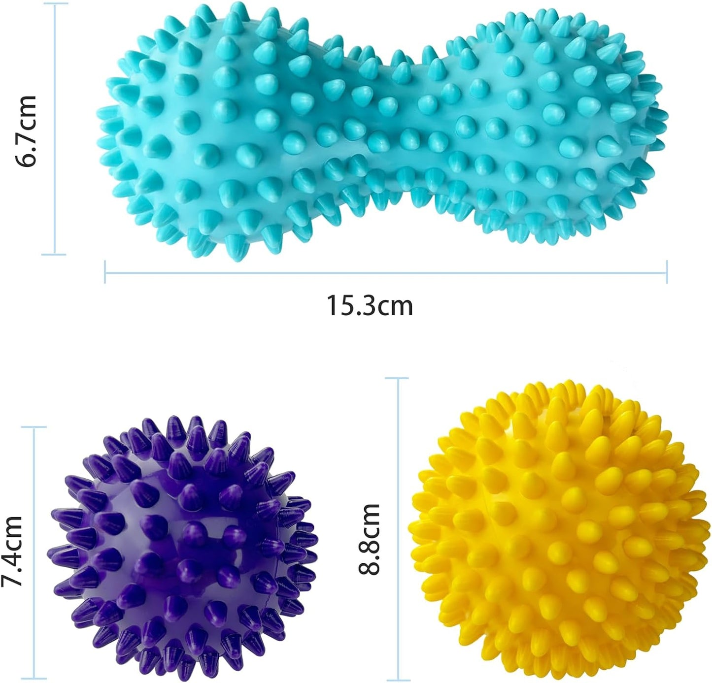 Nutabevr 3 Pieces Massage Ball Set Sports Stress Relief Self Massage Reflexology Trigger Point Massage Stress Exercise Muscle Recovery