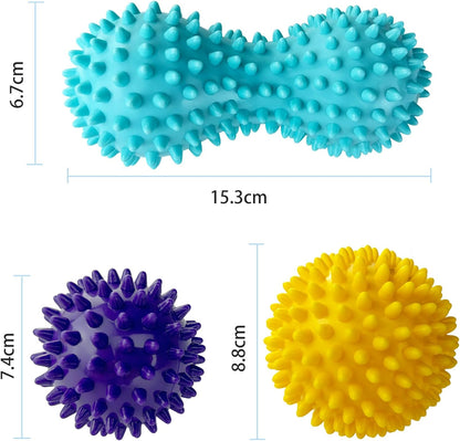 Nutabevr 3 Pieces Massage Ball Set Sports Stress Relief Self Massage Reflexology Trigger Point Massage Stress Exercise Muscle Recovery