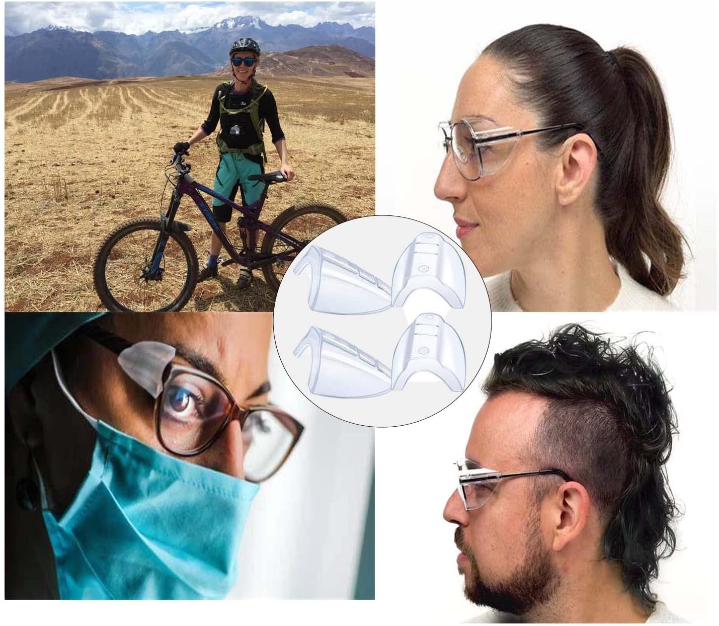 Safety Glasses Side Shields,Eye Protection Flexible Anti Slip on Clear Side Shield,Fits Most Glasses Eyeglasses Frames