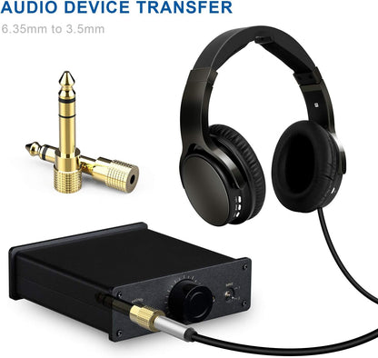 DIGITNOW! 3.5mm Male to 6.35mm Female and 6.35mm Male to 3.5mm Female Stereo Jack Adapter Gold-Plated Connectors Compatible with Guitar Electronic Keyboards Headphones, 4 Pack