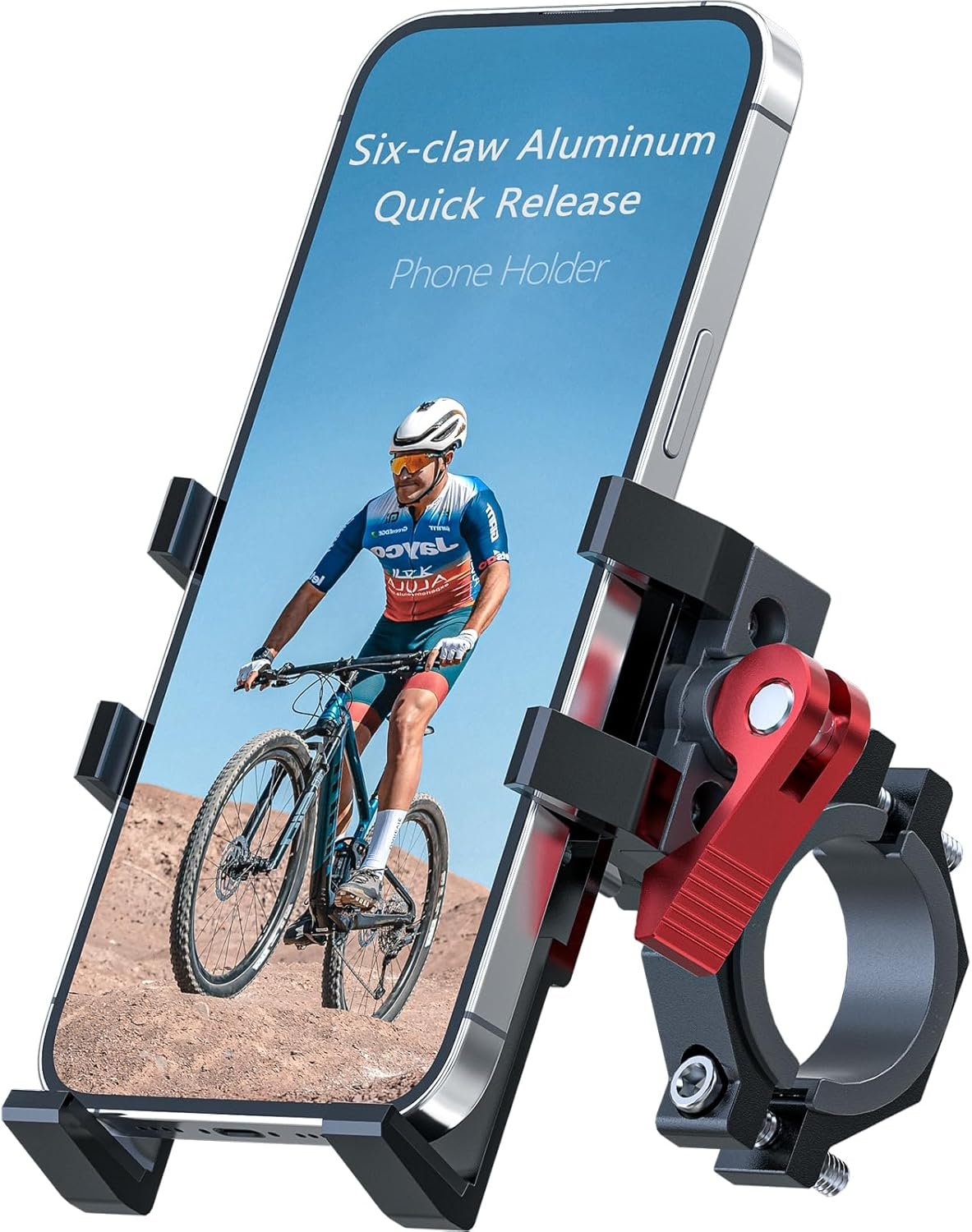 Tiakia Aluminum Bike Phone Mount, [2024 Upgrade] Camera Friendly＆1s Lock Handlebar Mounted Cell Phone Holder for Bike Motorcycle, 360° Rotation Universal Bicycle Phone Mount for 4.5-7 Inch Phones