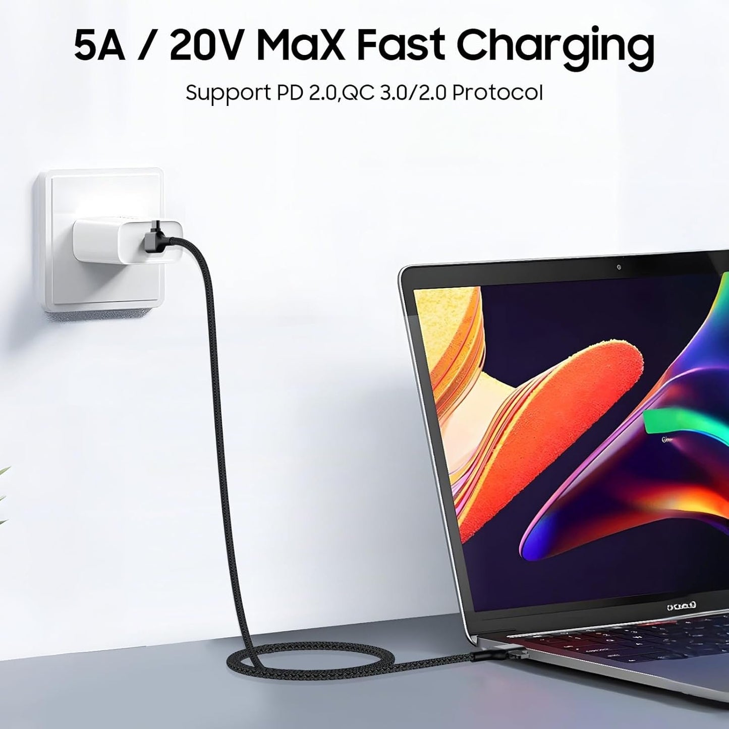 Artmushie Multi 4-in-1 Universal Fast Charging Cableâ€“USB A/C to Multi Connectors (Type C, Lighting), Compatible with iPhone, iPad, Smartphones, Tablets & More Devices (1Pack, Black, 5.5Ft)