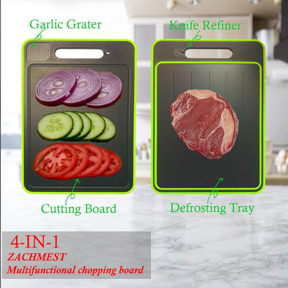 ZACHMEST Quick Defrosting Board, 4 in 1 Thawing Plate Cutting Board with Knife Sharpener, Fast Thaw Meat ï¼† Frozen Food, Defrosting Tray with Grater Chopping Board(14.37"*9.84")