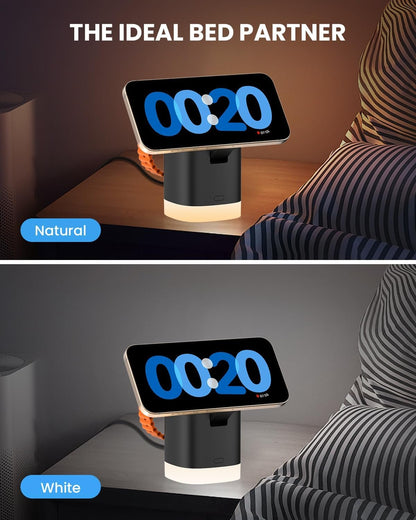 GEEKERA 3-in-1 Magnetic Charger Stand, Foldable Station with Night Lights, Magnetic Charger Dock for iPhone 16/15/14/13/12 Pro/Max, AirPods 4-2,Apple Watch 2-10/Ultra(Black)