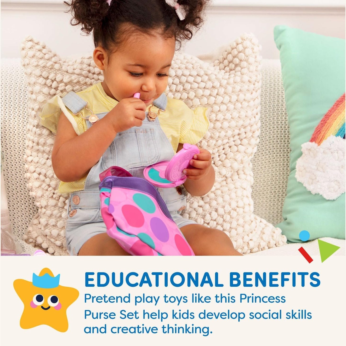 Play Circle by Battat – Princess Purse Style Set – Pretend Play Multicolor Handbag and Fashion Accessories – Toy Makeup, Keys, Lipstick, Credit Card, Phone, and More for Kids Ages 3 and Up (8 Pieces)