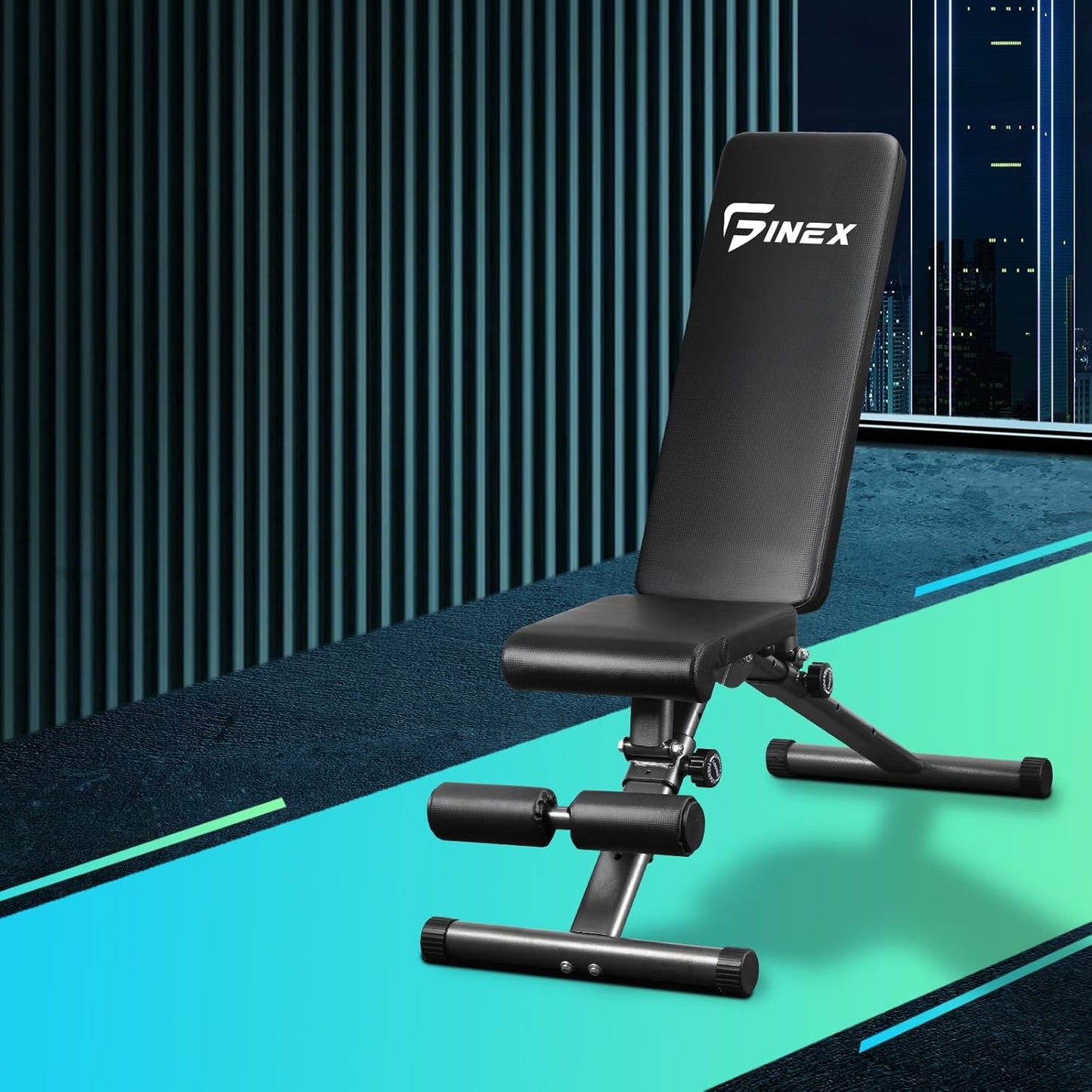 FINEX Weight Bench - 4+5 Adjustable Foldable FID Bench Flat Incline Decline Weight Press, 200KG Load Capacity, Fullbody Exercise Workout Dumbbell Bench for Home Gym