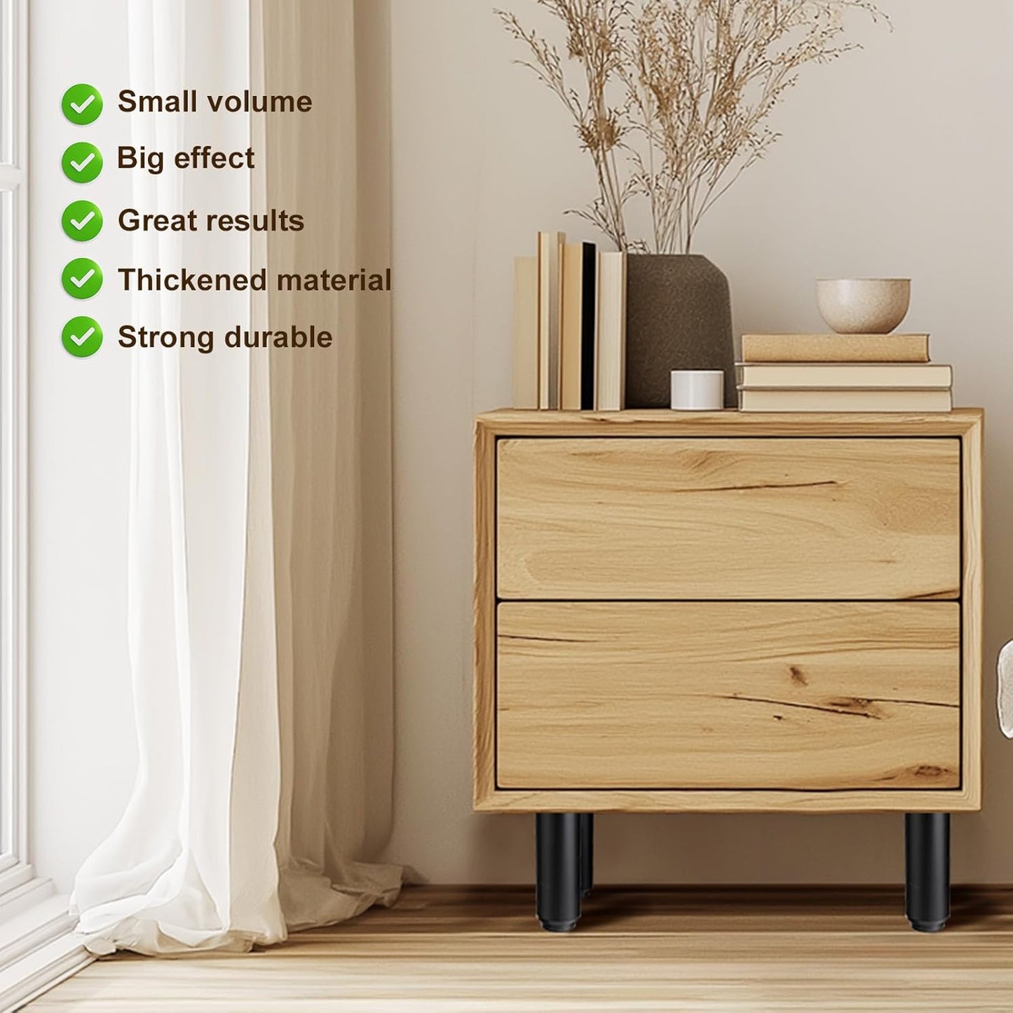 AiQInu 4 Pieces Furniture Feet 12-22cm Adjustable Furniture Feet with 18 Screws and Screwdriver, High Quality Iron for Wardrobe, Table, Sofa, Bed, Kitchen Furniture Legs