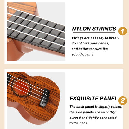 Guitar Toy for Children, Guitar for Children, Ukulele Children, Guitar Toy, for Children with 4 Adjustable Strings, Educational Learning Toys (Mogano 15 inch)