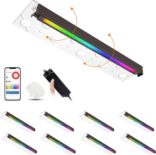 [8 Pack] CLOUDY BAY Low Voltage 12 Inch Smart Hardscape Lighting,4.5W LED Paver Light,2700-6500K,1.5W RGB Color Changing,Compatible with Alexa & Google Assistant,Hub Included,Transformer Excluded