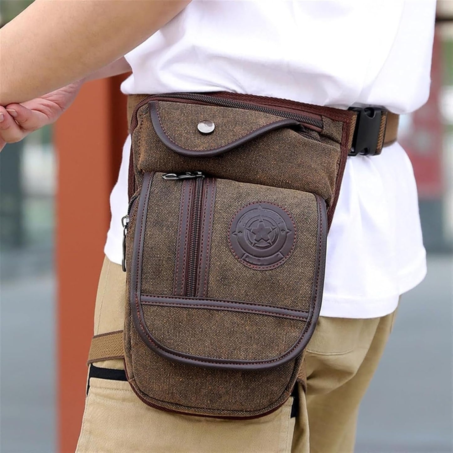 EquiPouch Riding Pouch Effortless Riding Gear Hip Bum Oxford Leg Bag, Men Women Outdoor Travel Waist Pack (Dark Brown)