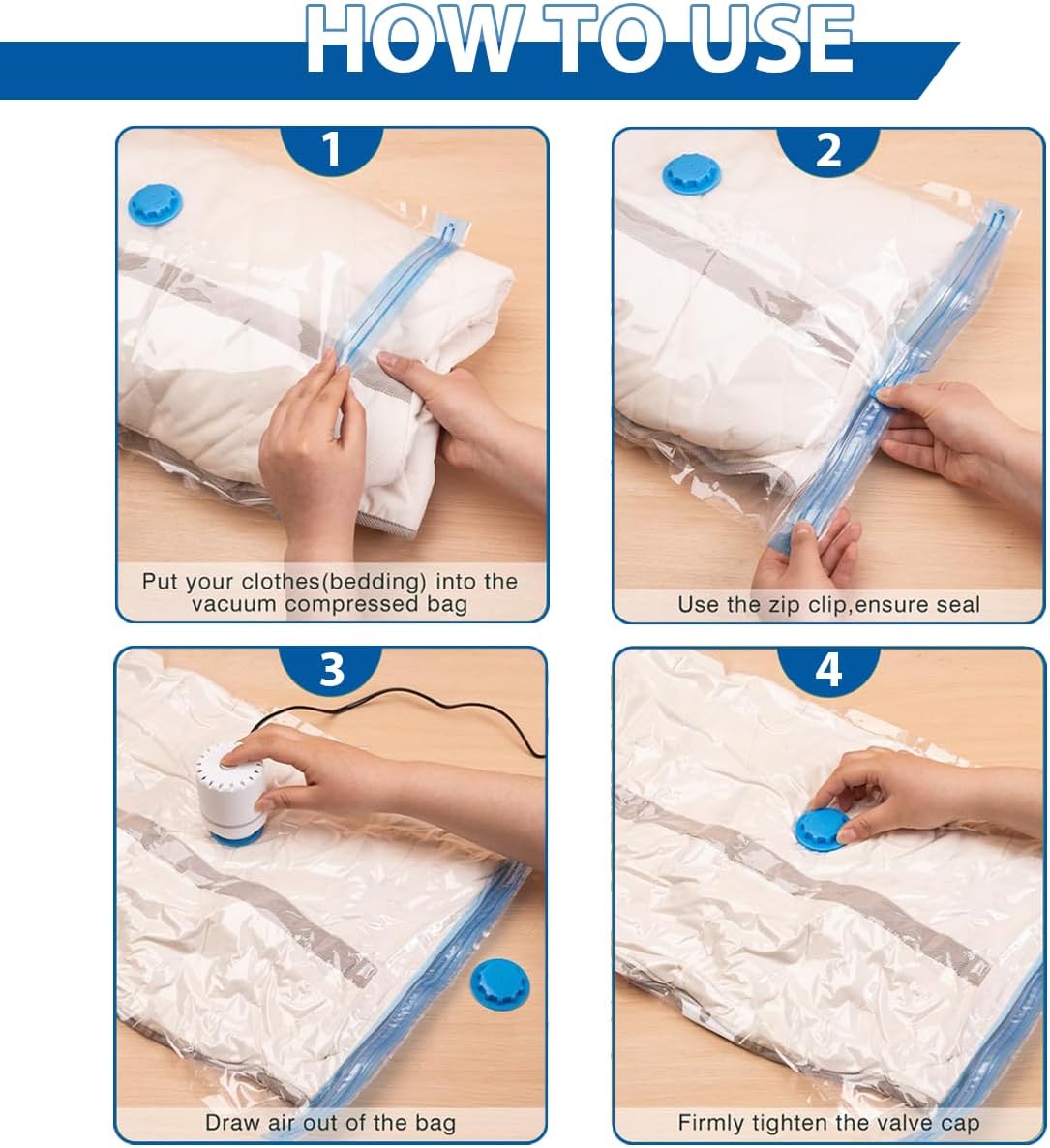 20 Pack Vacuum Storage Bags with Electric Air Pump(4 Jumbo,5 Large,5 Medium,6 Small),Multi-Size Space Saver Bags for Clothes, Pillows,Comforter,Bedding & Travel Organization,Moving Home Storage