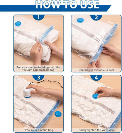 20 Pack Vacuum Storage Bags with Electric Air Pump(4 Jumbo,5 Large,5 Medium,6 Small),Multi-Size Space Saver Bags for Clothes, Pillows,Comforter,Bedding & Travel Organization,Moving Home Storage