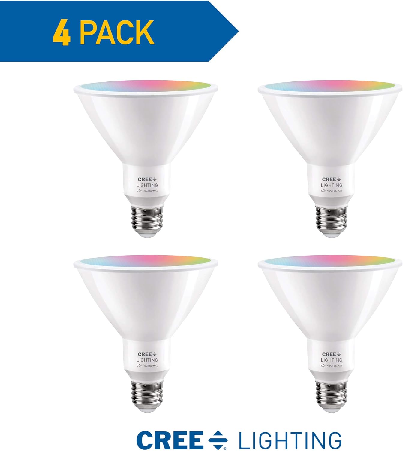 Cree Lighting Connected Max Par38 Smart LED Faretto LED da esterno regolabile, bianco + cambiamento di colore, 2,4 GHz, compatibile con Alexa e Google Home, senza bisogno di concentratore, Bluetooth +