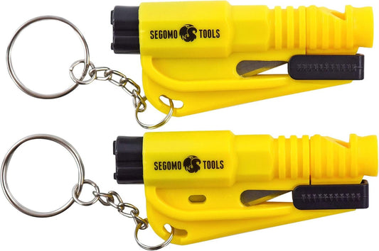 Segomo Tools 2 x Keychain Emergency Car Escape Tool Seat Belt Cutter And Glass Breaker | Car Window Breaker | Window Breaker Keychain | Glass Breaker Keychain | Car Escape Tool Keychain - EHKR2