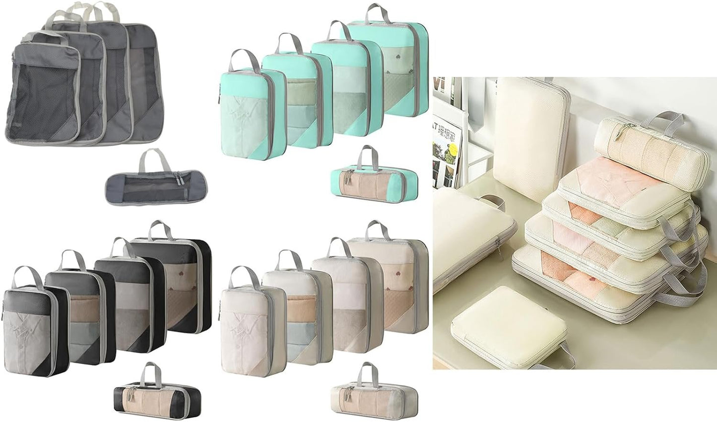 Meiliyizu 5pcs/set Lightweight Packing Cubes for Efficient Suitcase Organization Expandable Travel Organizers Portable Storage Bag