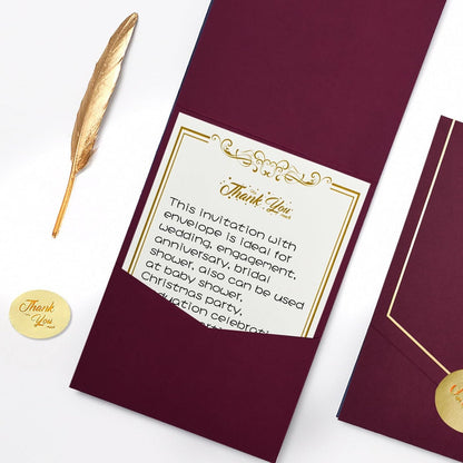 VANRA 10 Sets Stationery Paper with Envelopes Set Letter Writing Paper Envelopes with Feather for Thank You Letter, Invitations, Graduation (10 Writing Stationery Paper + 10 Wine Envelopes)