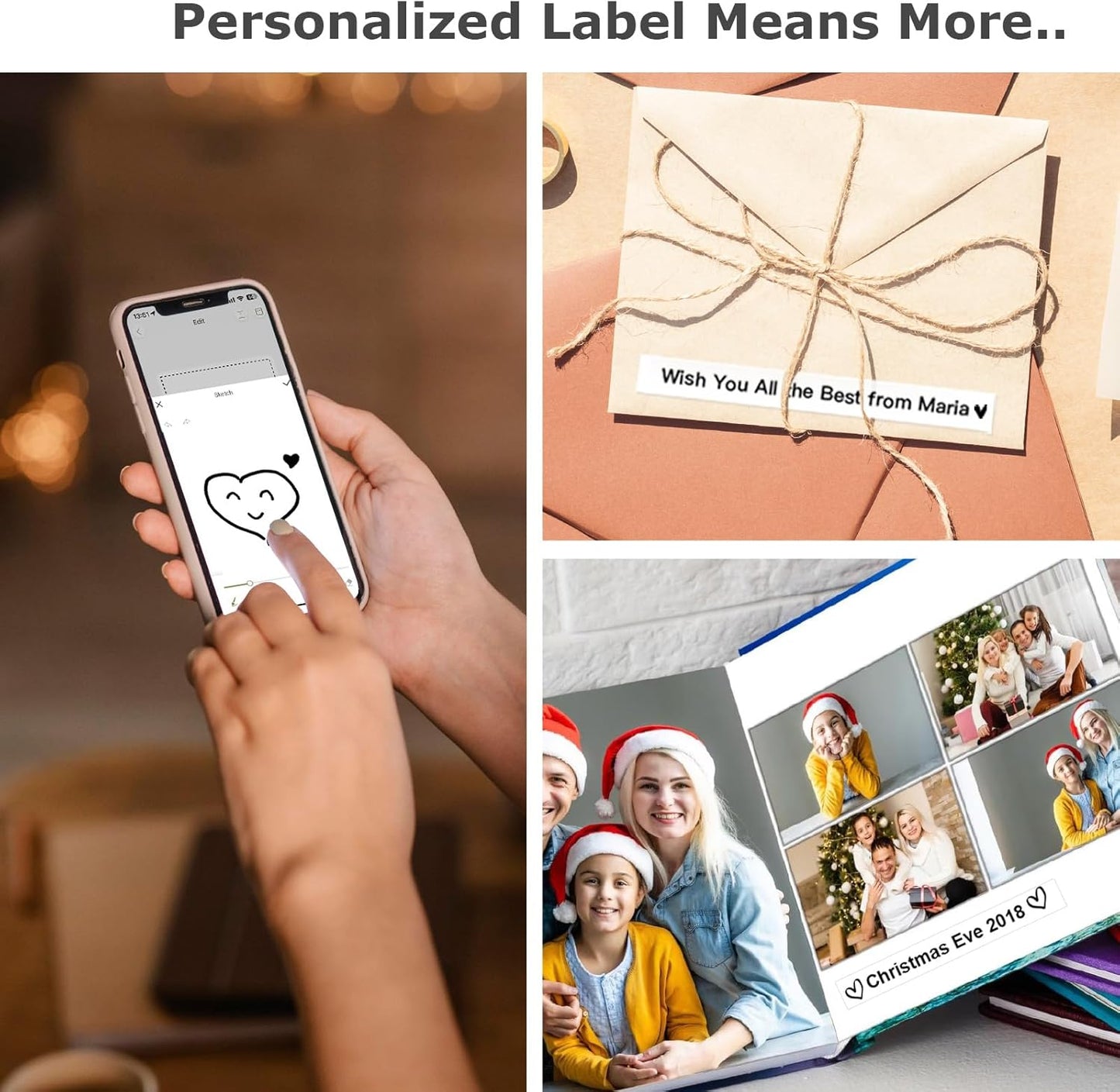 SUPVAN E10 Bluetooth Label Maker Machine with Tape, Continuous Waterproof Label, Versatile App with 35 Fonts and 1k+ Icons, Inkless Labeler for Home, Kitchen, School, Office Organization, White