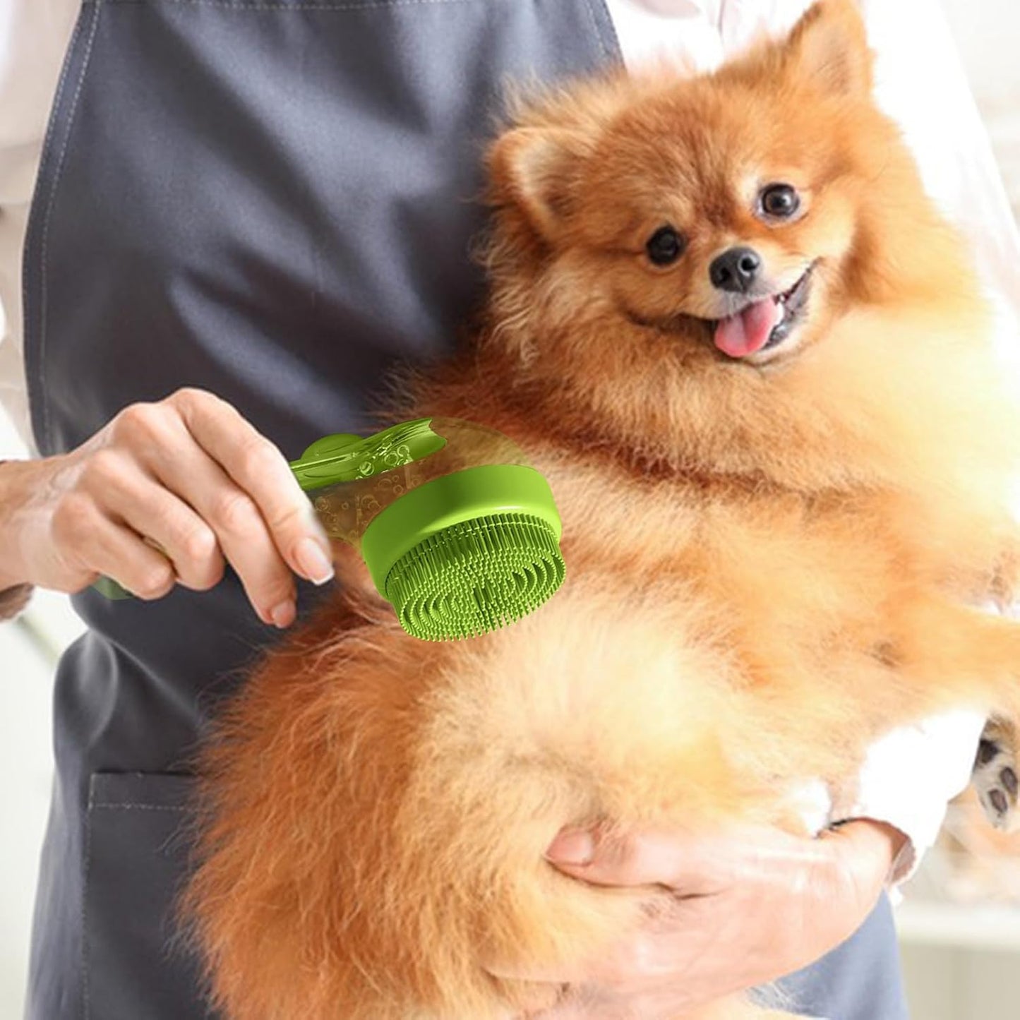 Dog Bath Brush, Washing Slicker, Gentle Scrubber Detangler, Soft Bristles, Anti-Dandruff Design, Flea & Matting Removal, for Puppy, Kitten, or Horse Hygiene Care, 7.48x3.35x1.18 inches
