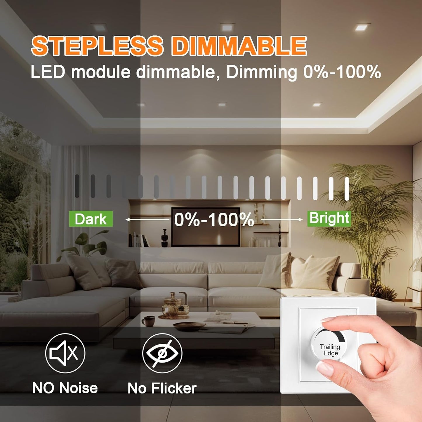 YindaLux 6 x Dimmable LED Module Diameter 50 x 23 mm for Recessed Downlights 4.9W 500LM 3CCT Warm White 3000K Neutral White 4000K Cool White 6500K IP44 120° Module Replaces GU10 MR16 Bulbs