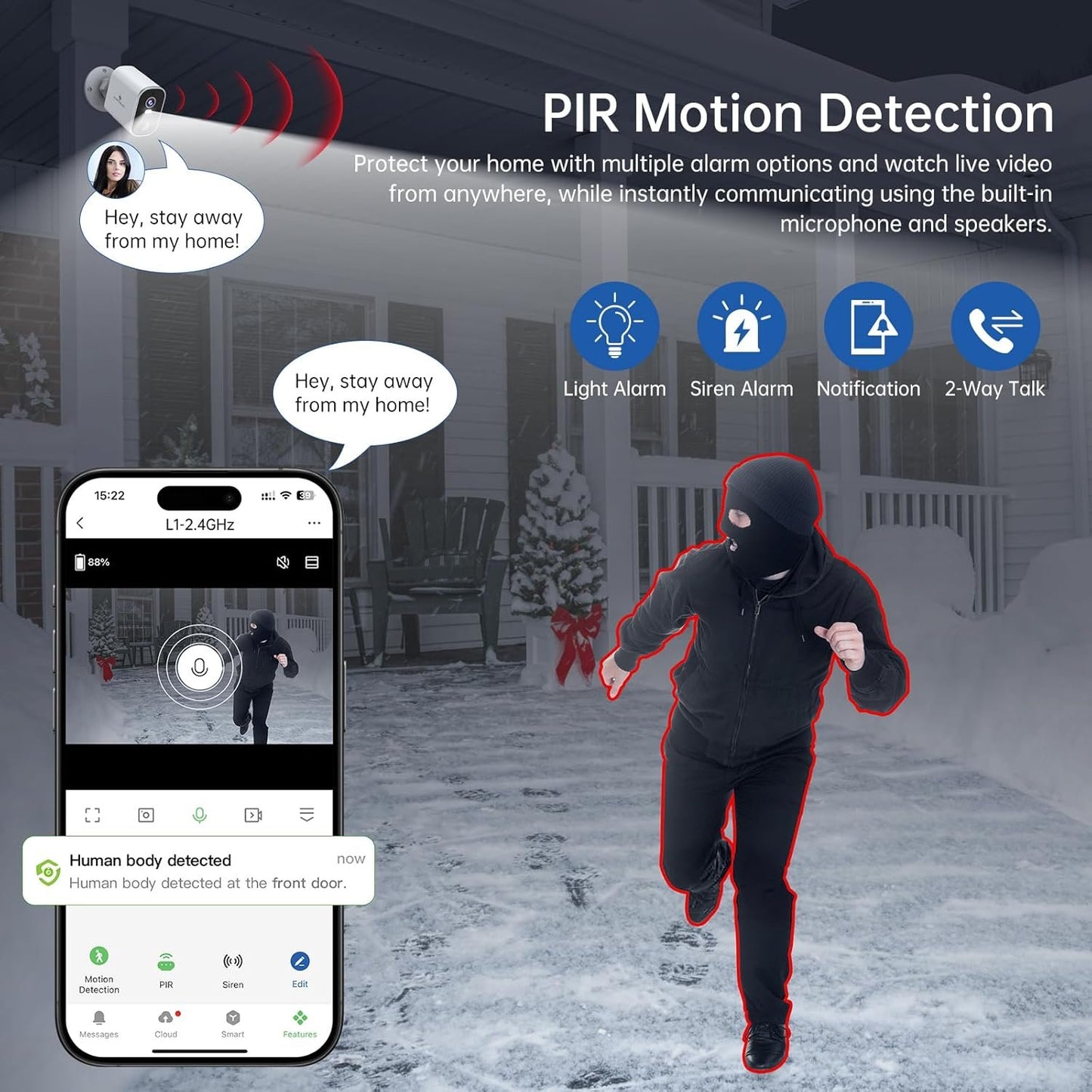 Security Cameras Wireless Outdoor 2K: Battery Powered WiFi Camera with AI Motion Detection for Home - Color Night Vision Spotlight Siren Alarm 2-Way Talk IP65 Waterproof Cloud TF Storage 2 Pack