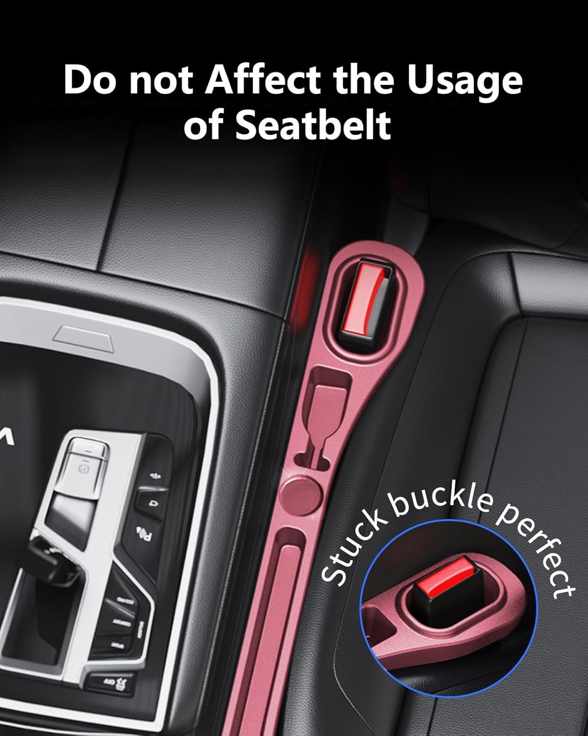 Homaupt Car Seat Gap Filler, 2 Pack PU Leather Fill The Gap Between Seat and Center Console, Seat Crevice Blocker Stop Things from Dropping, Universal Vehicle Interior Accessories Red