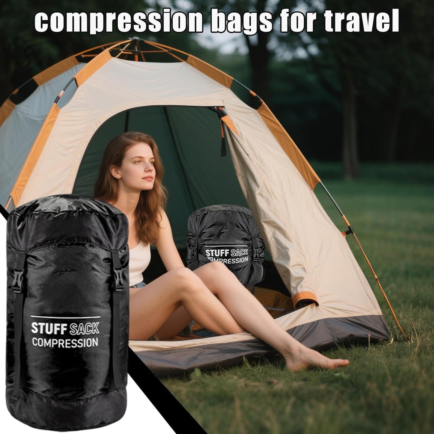 Backpacking Compression Bag - Quick-Dry Stuff Sacks for Backpacking - Lightweight Breathable Multifunctional Outdoor Gear for Travel Camping Adventures Backpacking Hiking Supplies