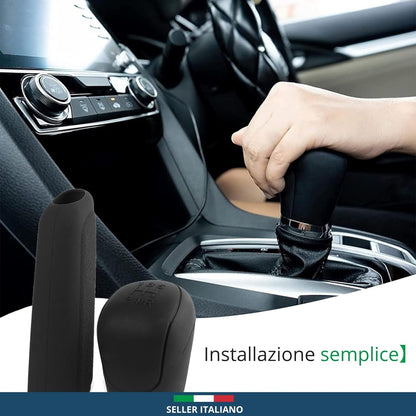 comunica Set of 2 Car Gear Knob Covers and Cover for Handbrake Lever in Silicone, Universal and Wear-resistant Car Accessories for Women and Men Interior