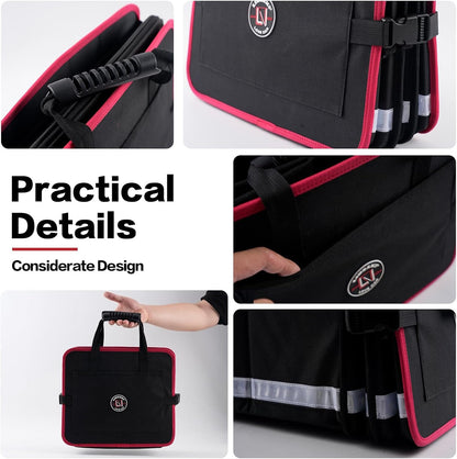 LIBZAKI Car Trunk Organizer,3 Compartments Big Trunk Storage, Large Capacity, Foldable, 95L Heavy Duty Storage Box for Car, SUV, Truck,Jeep, Includes 26L Cooler Bag-Black