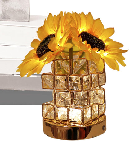 Touch Control Lamp, Rechargeable Sunflower Light, Led Tabletop Night Light, 8.66x4.72 Inches Soft Glow Ambience, USB Charging Port, Single Unit, Waterproof Bag for Bedroom, Desk