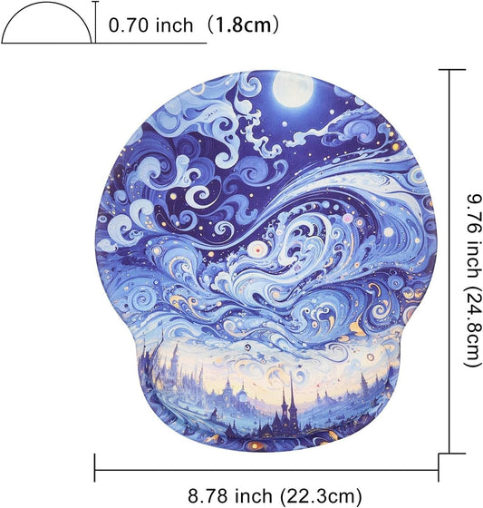 Ergonomic Mouse Pad with Wrist Rest,Small Gaming Gel Mousepad,Office Desk Accessories for Computer Laptop,Work from Home Essentials (Sky)