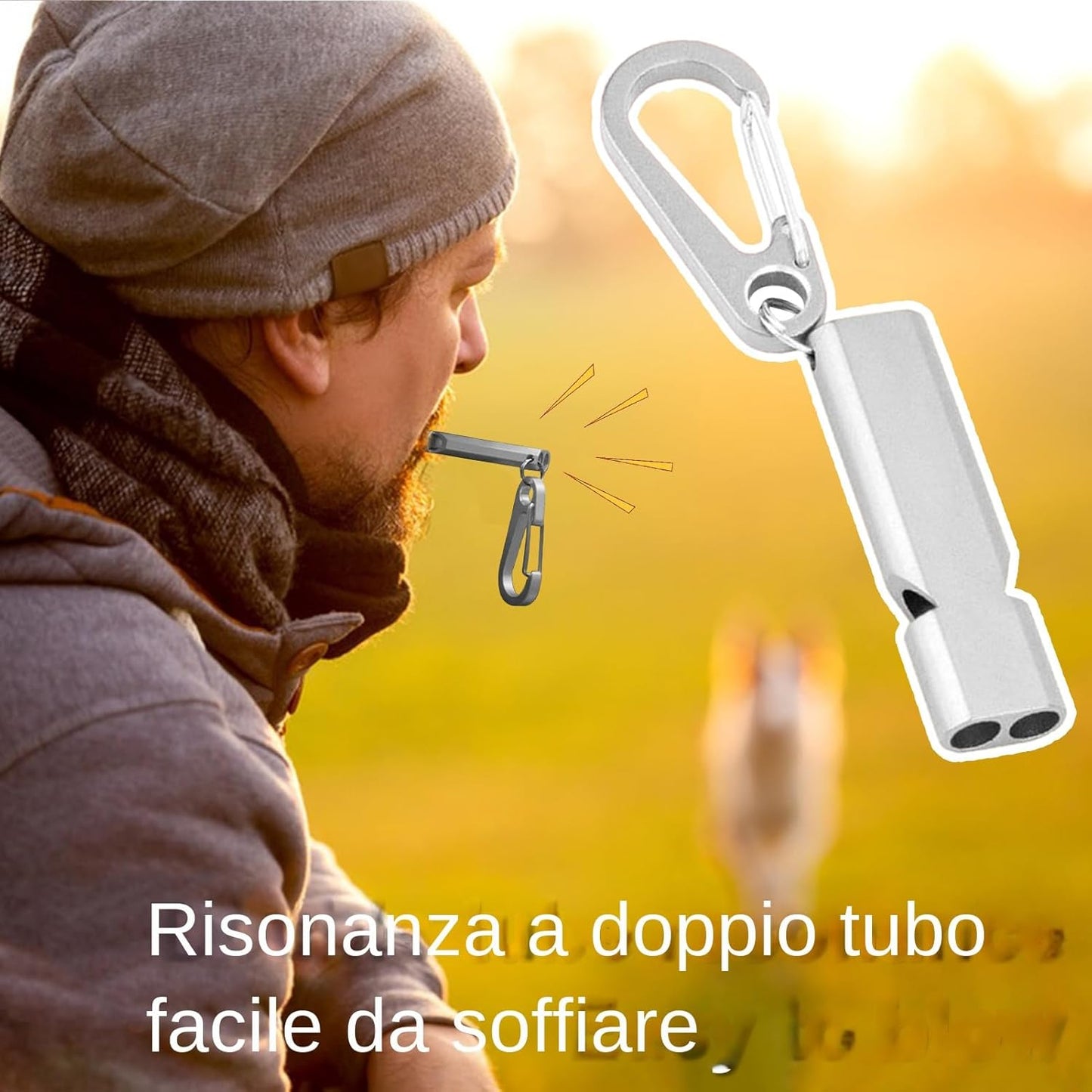 Survival Whistle, Safety Signal Tool, Camping Accessory, 120dB Double Tube Design, Lightweight Aluminum Build, 2-Pack, Thing For Hiking And Urgency Use, 2.09x0.55in