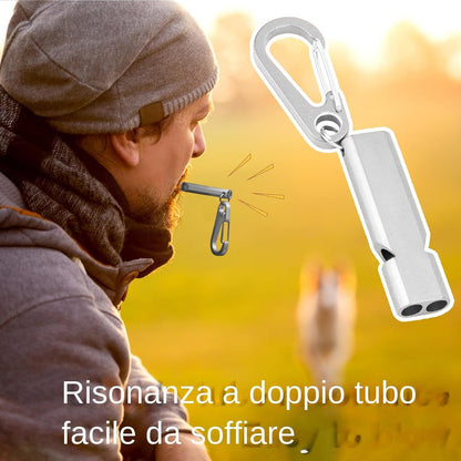Survival Whistle, Safety Signal Tool, Camping Accessory, 120dB Double Tube Design, Lightweight Aluminum Build, 2-Pack, Thing For Hiking And Urgency Use, 2.09x0.55in
