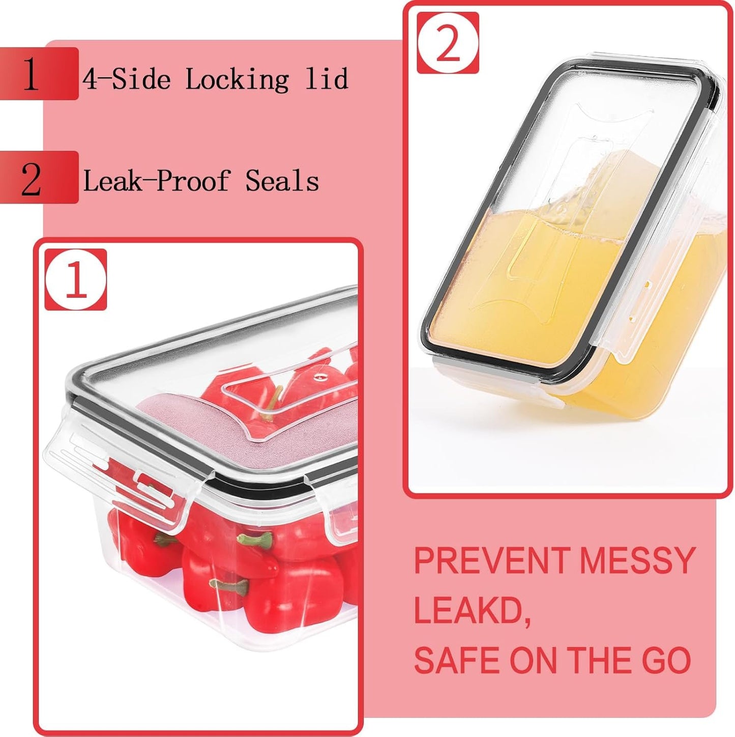 Skroam 36 Pack Food Storage Containers with lids (18 Airtight Kitchen Storage Containers & 18 Lids), Plastic Meal Prep Container with Free Labels & Marker - Leak Proof & Freezer Safe